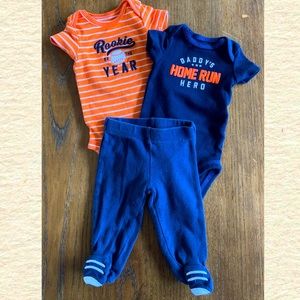 5/$20 Boys Baseball Theme Bodysuit Set